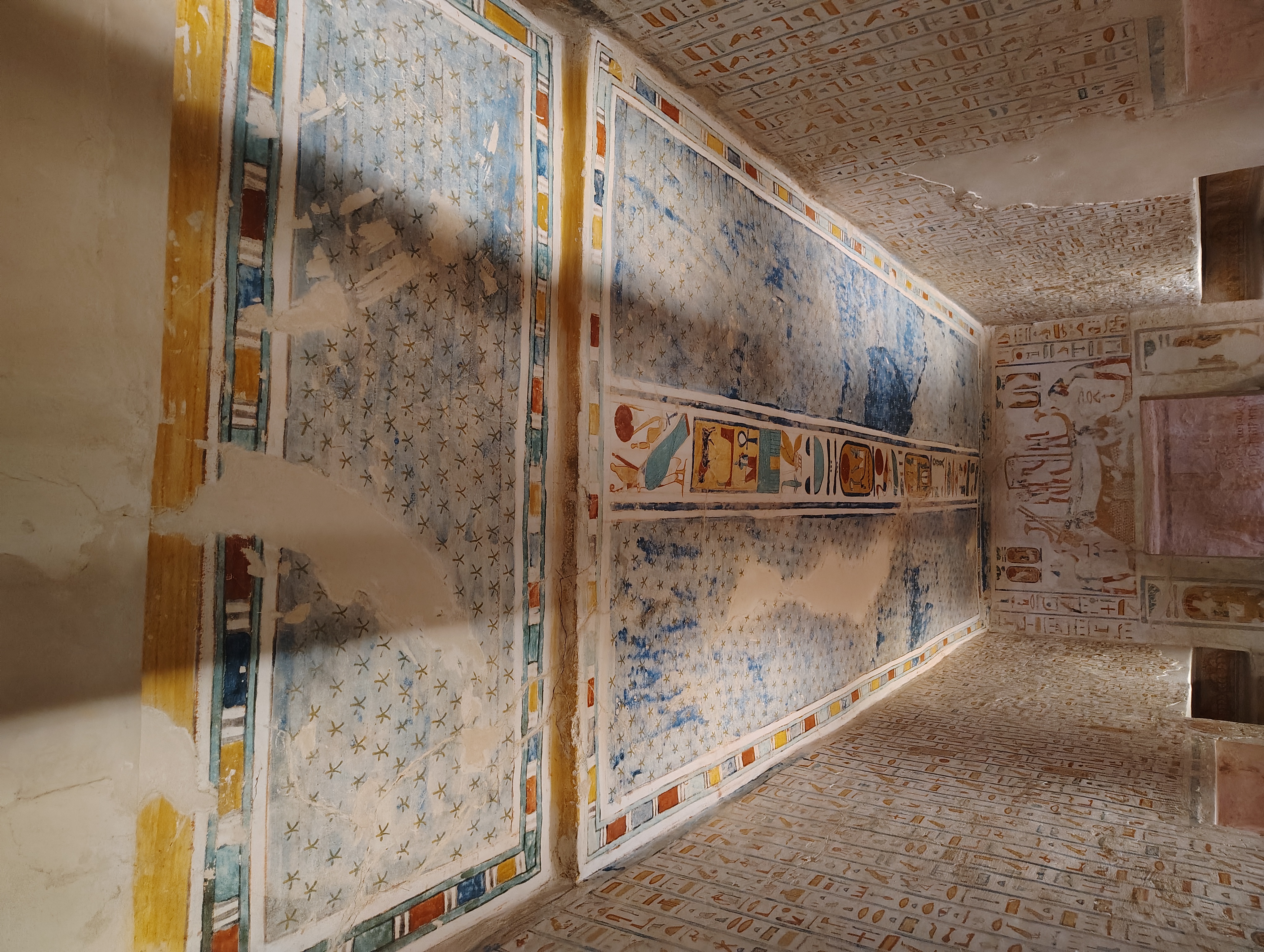 Star-painted ceiling inside the tomb of Ramesses IV, KV2, Valley of the Kings, Luxor, Egypt